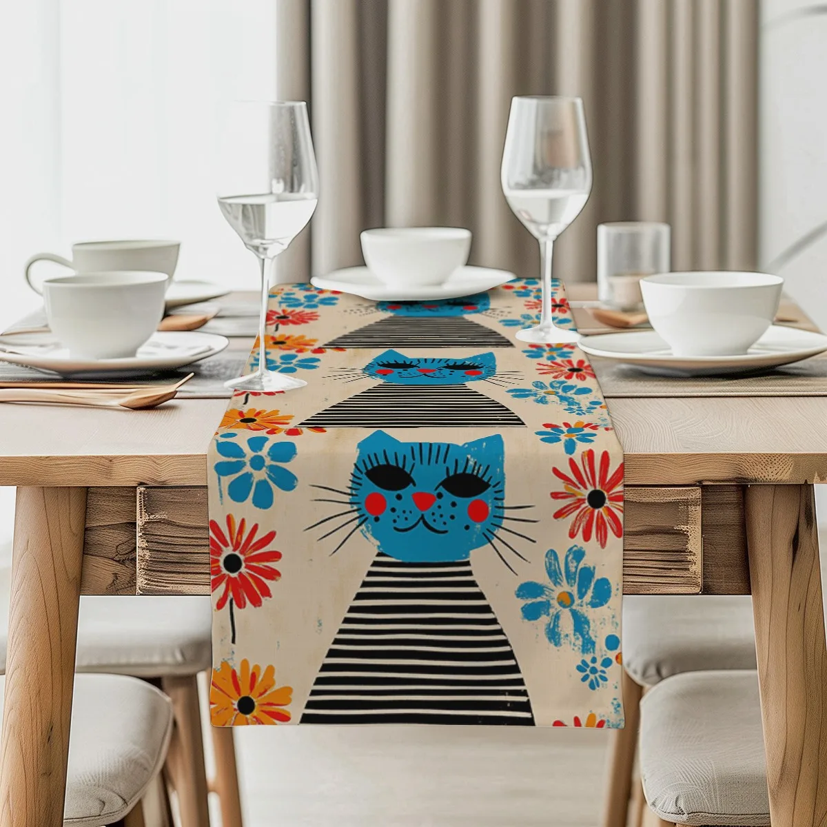 

Декор дорожки для стола Дейзи и Гербера в стиле ретро настольный флаг для семейной вечеринки, украшение обеденного стола, украшение для фестиваля