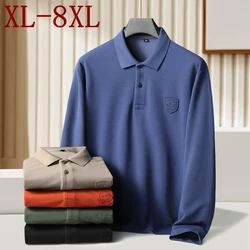 8XL 7XL 6XL 2024 New Autumn Fashion Embroidery Polo Shirt Men Tops Long Sleeve Lapel Mens Shirts High End Loose Male T-Shirts