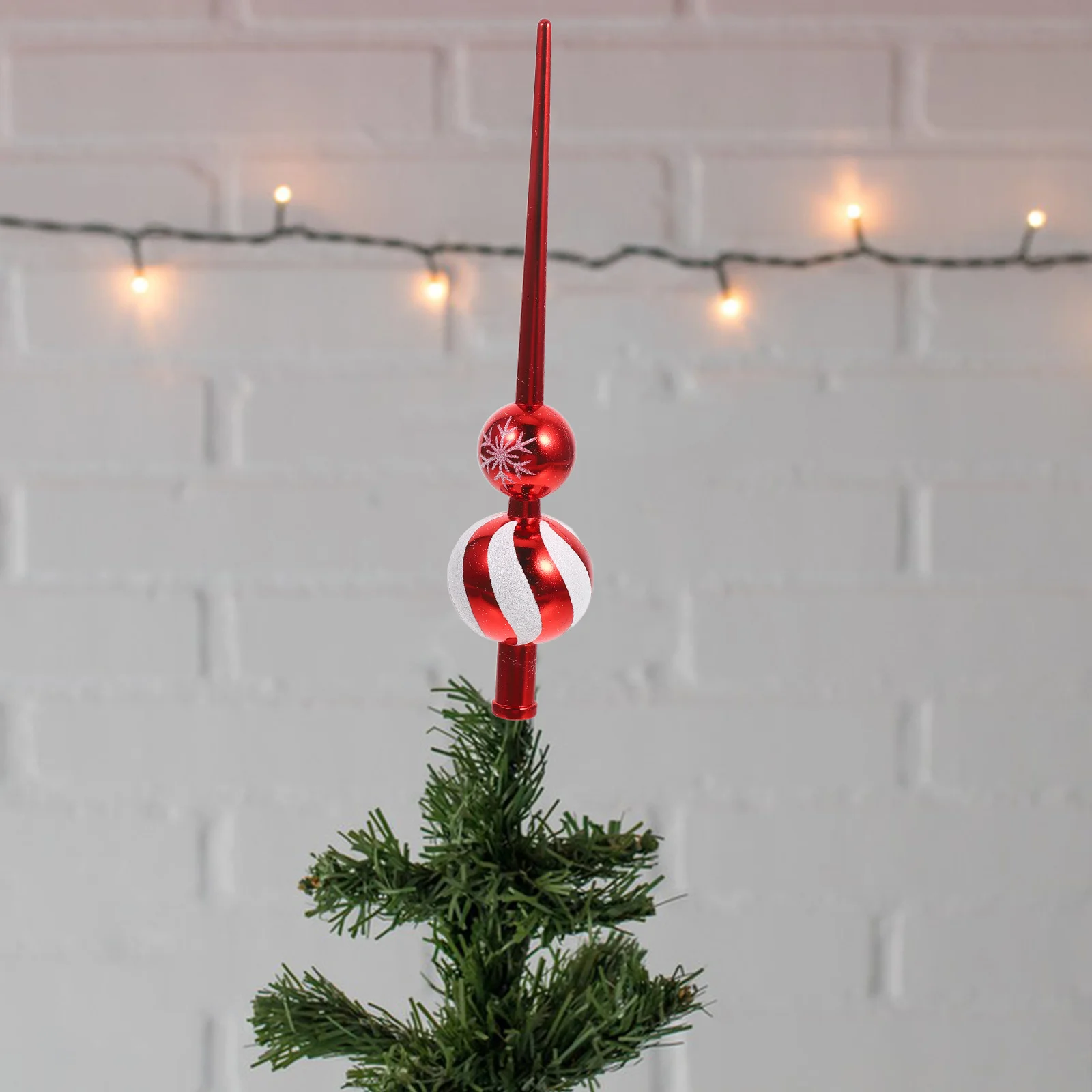 

Gourd Shaped Christmas Tree Topper Red Plastic Star Ornament For Holiday Party Decor Seasonal Tree Decoration Unique