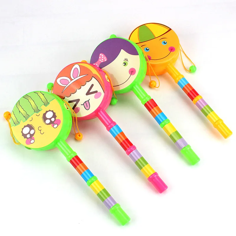 5Pcs Cute Expression Rattle Hand Drum Treat Kids Birthday Baby Shower Party Favors Guest Gifts Pinata Filler Noise Toy Giveaway