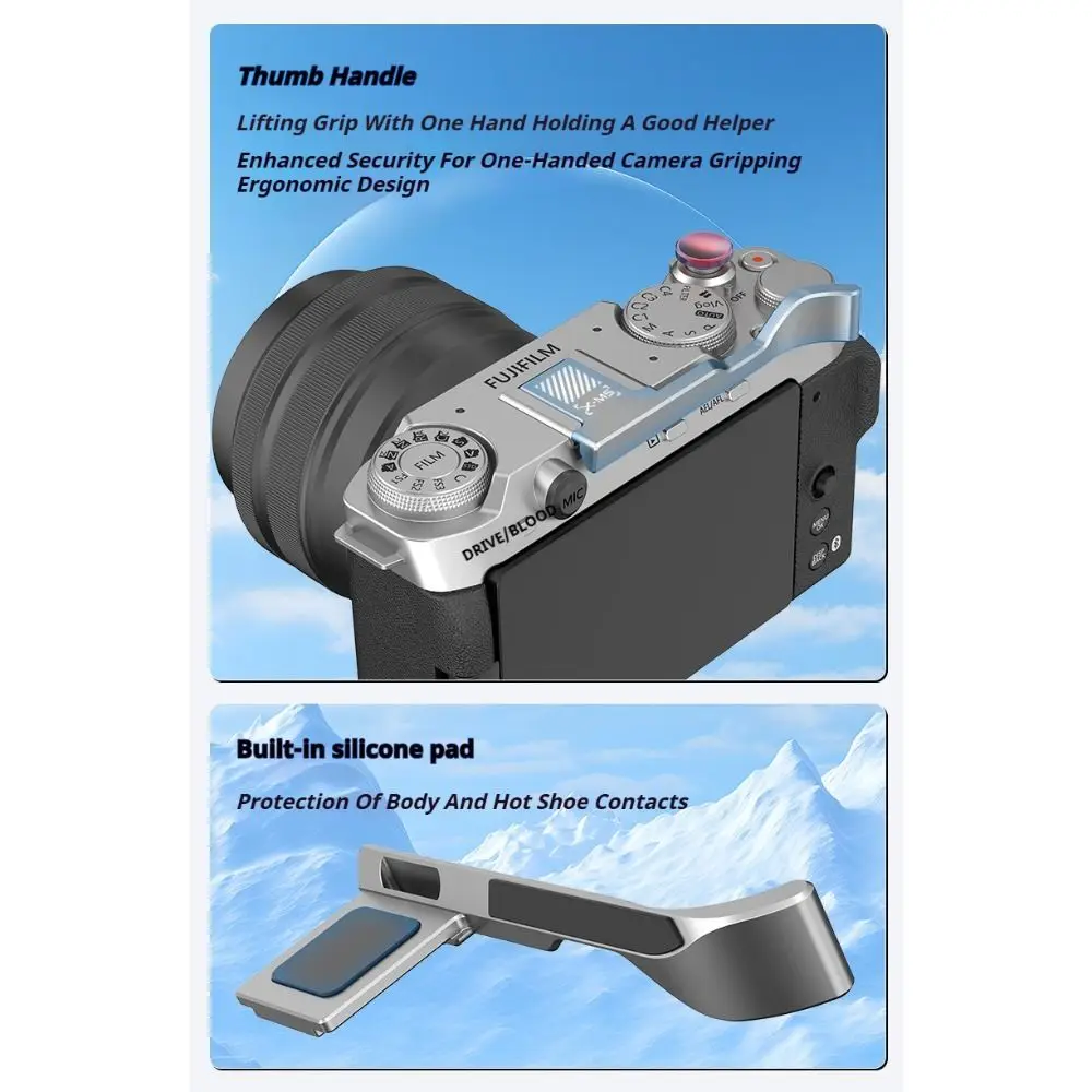 New Camera Expansion Kit L Plate Solid Wood Handle Quick Release Durable Finger Grip Aluminum Shutter Button Kit for Fuji X-M5