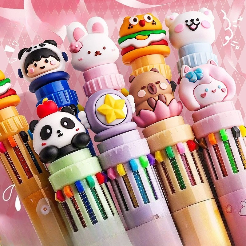 

Multi Color Click Pen Cartoon Ballpoint Pens for Note Taking Journaling Marking