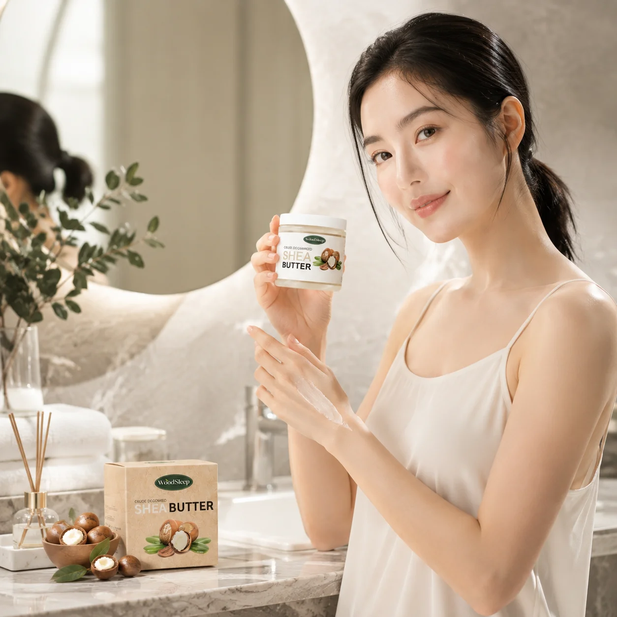 Shea Butter Organic Natural Soft Smooth Calming Skin Radiance Restoration Improve Dryness Moisturizing Cream for Face & Body
