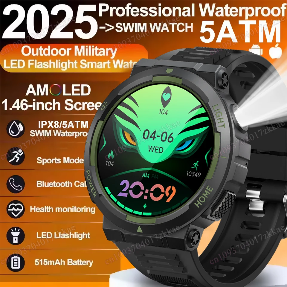 

Новые военные спортивные умные часы на открытом воздухе, GPS, трек движения, 5 АТМ, водонепроницаемые, HD, Bluetooth, умные часы с вызовом, мужские и женские часы