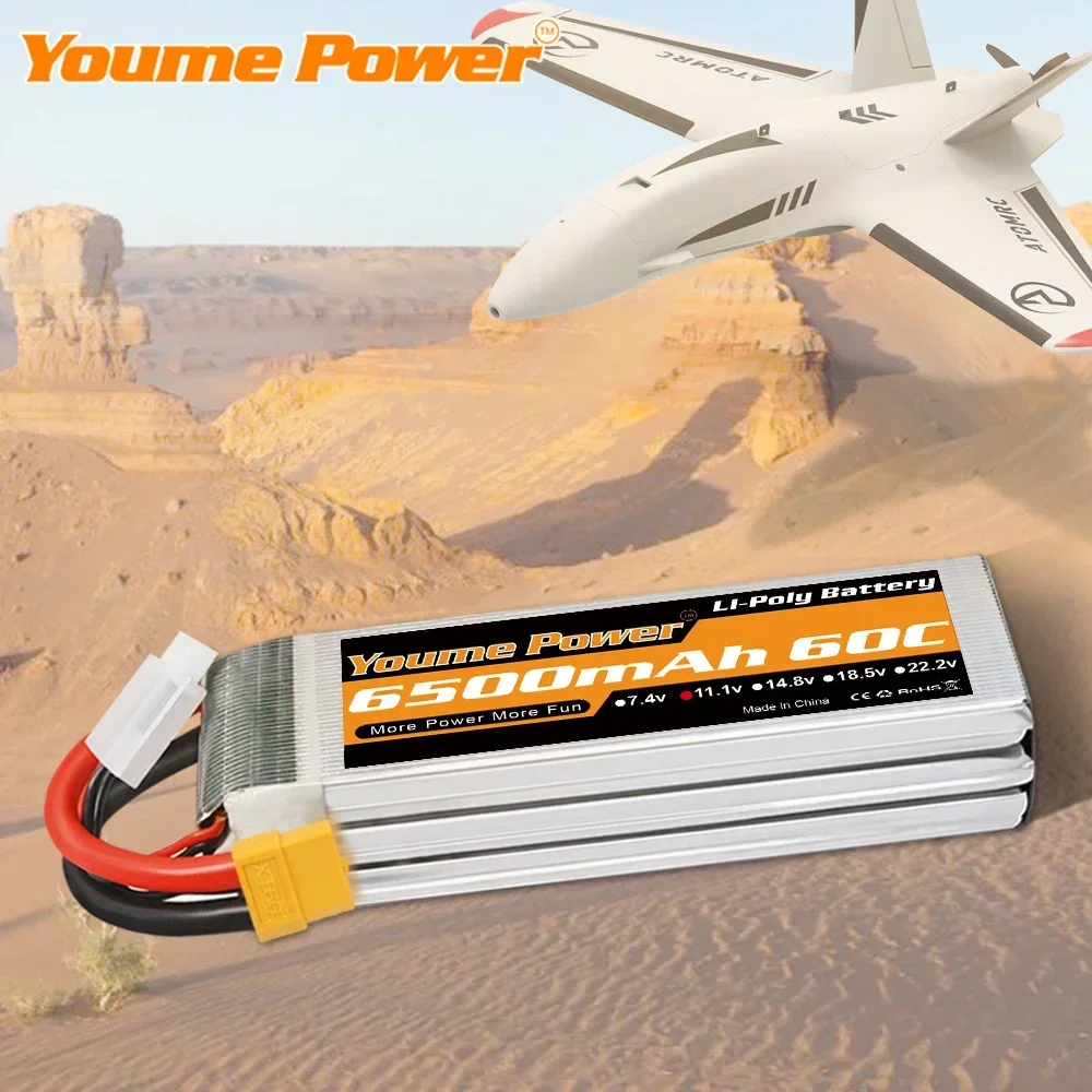 2pcs  3S Li-po Ba-ttery 6500mah 60C with Trex Deans Conenctor for Traxxa 1/10 1/12 RC Car Monsters Truck Racing Airplane Boat
