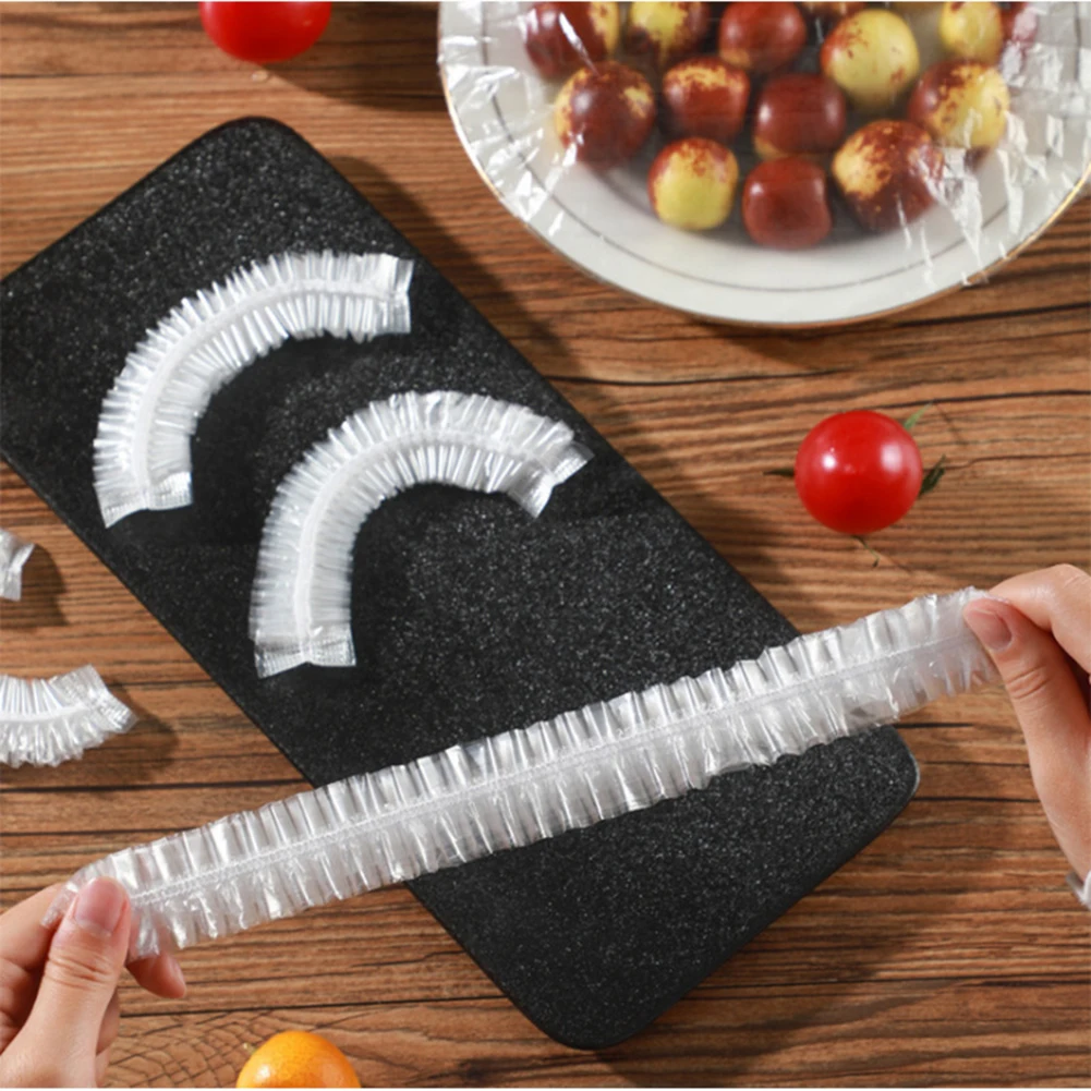 100PCS Disposable Food Cover Plastic Wrap Elastic Food Lids For Fruit Bowls Cups Caps Storage Kitchen Fresh Keeping Saver Bag