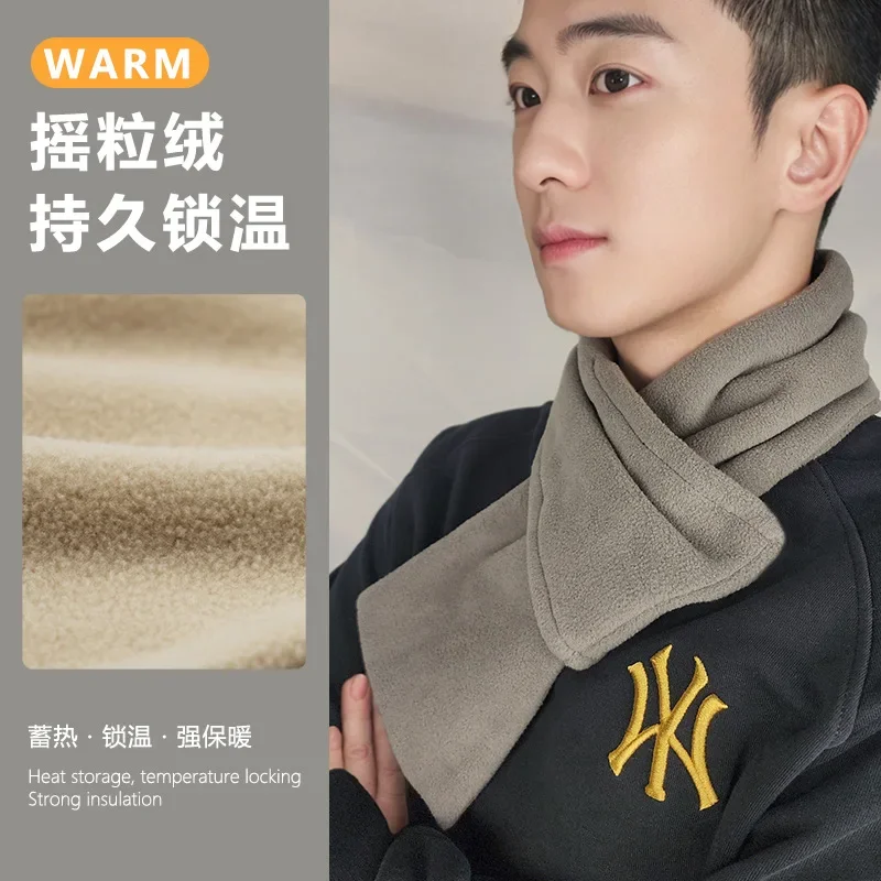 Chic Design Scarf Men Autumn Winter New Warm Simple Solid Muffler Male Fleece Thermal Classic Cold-proof Scarf Gents