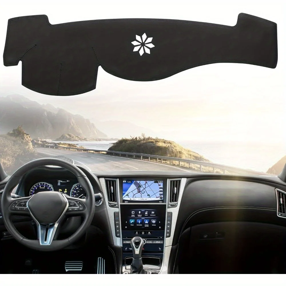 سجادة غطاء لوحة القيادة PU متوافقة مع 2008-2013 إنفينيتي G25/G35/G37;2014-2015 إنفينيتي Q40/Q60.