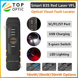 B3S Visual Fault Locator Optical Fiber Red Light Pen for Network Cable Test Optic Source Tester Detector Meter 30mW 20KM VFL