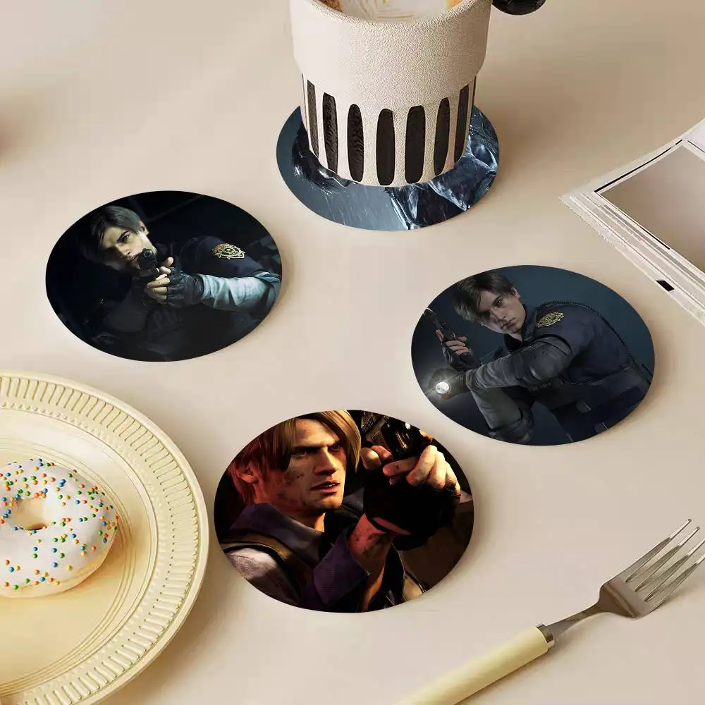 Leon Scott Kennedy Resident Evil Game Wooden Coasters Heat-resistant And Non-slip Suitable For Restaurants And Cafes And Make