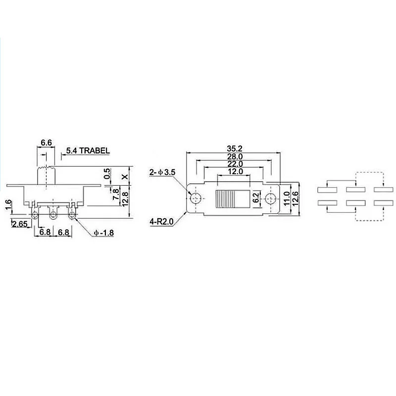 SS-22L05G5 Double-row 6-pin 2-stop handle height 5mm Toggle switch 2P2T Micro small switch