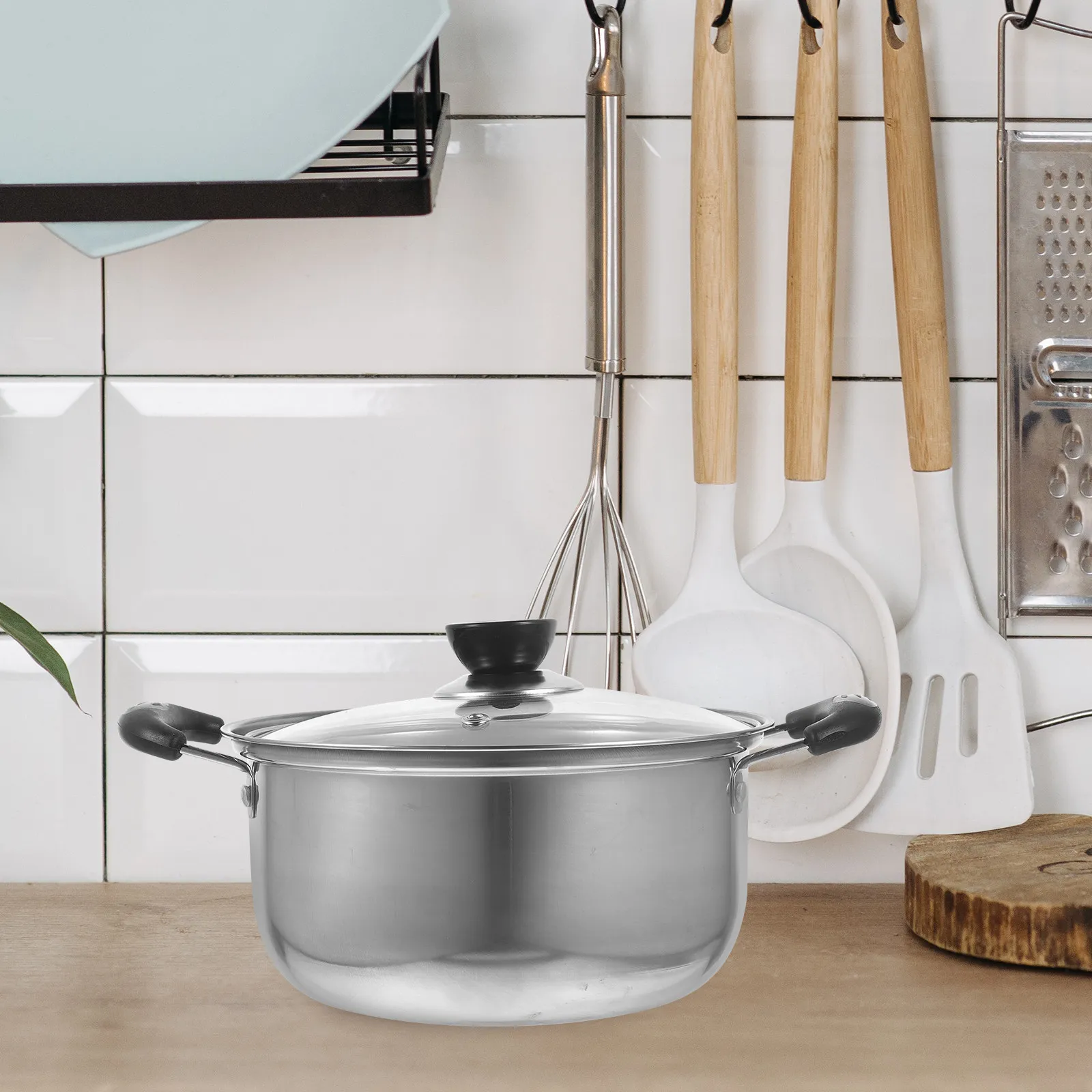 6-Piece Stainless Steel Cookware Set with Soup Pot, Non-Stick Kitchen Pots for Cooking, Boiling, and Simmering