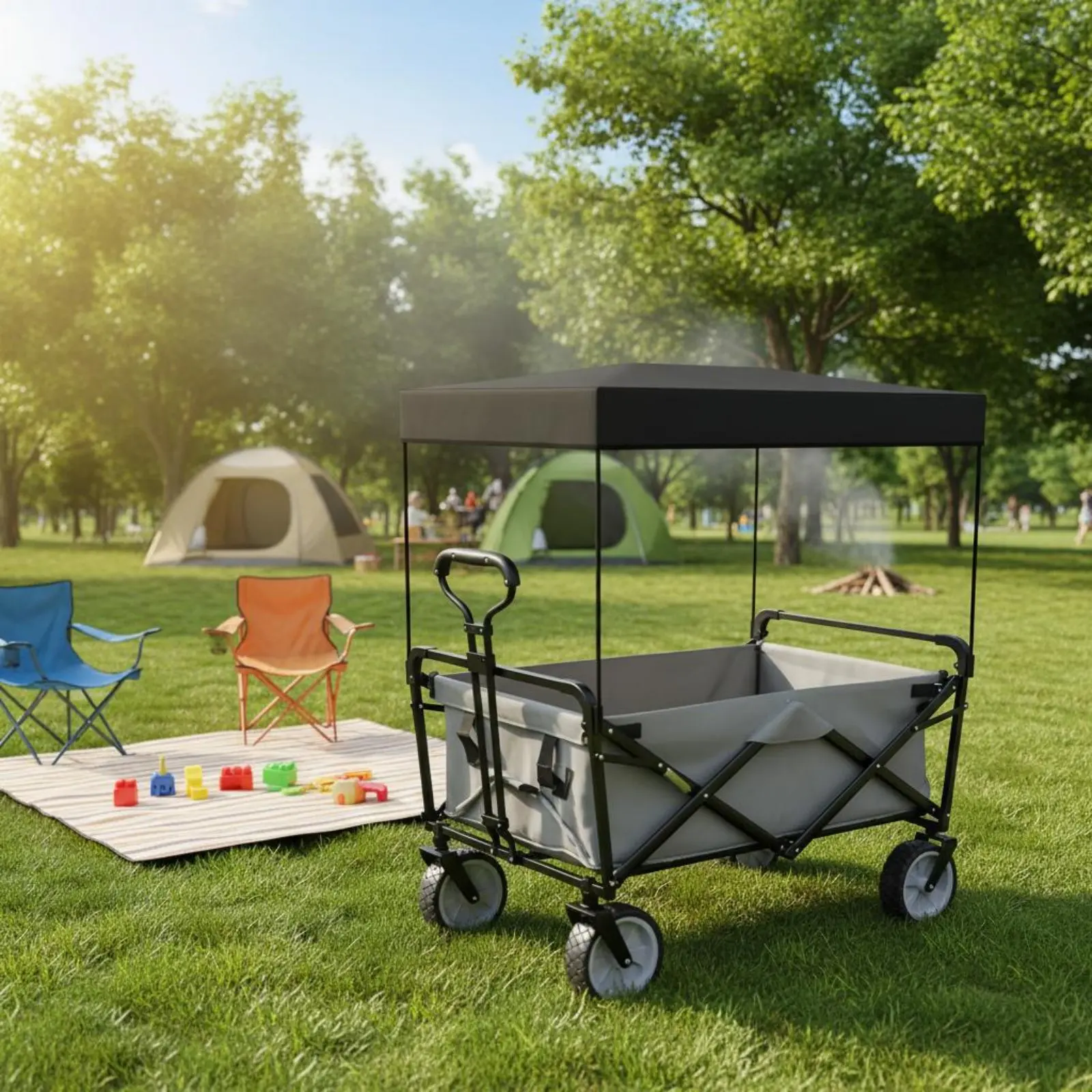 Wagon Cover Sun Protection Camping Wagon Roof Folding Cart Sunshade Rainproof Baby Carrier Rain Cover for Children