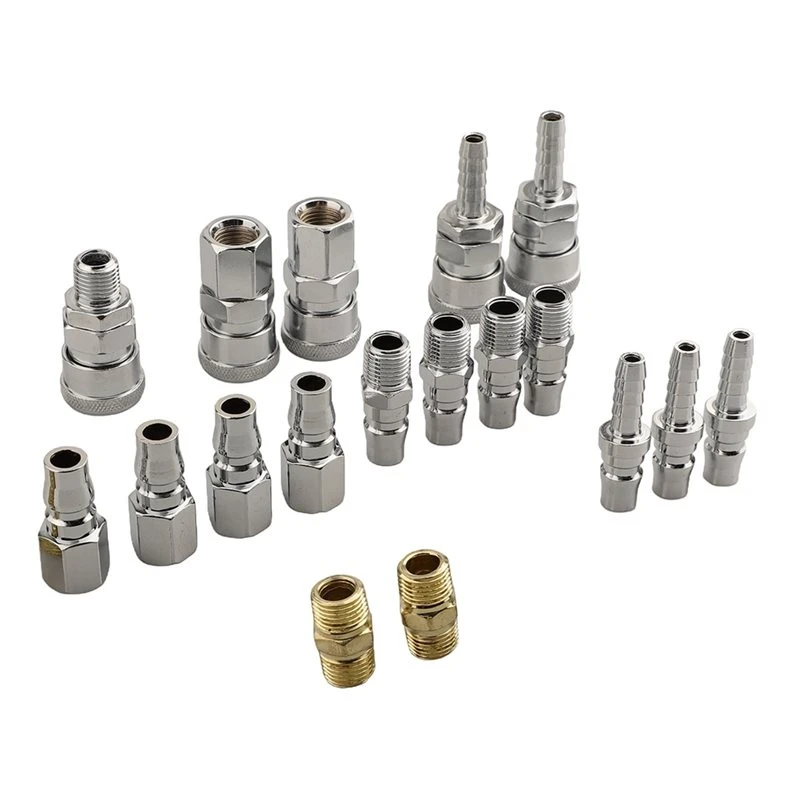 AB42-18Pc Air Hose Fittings Package For Nitto Type Male Female Barb Coupler For Pneumatic Tools