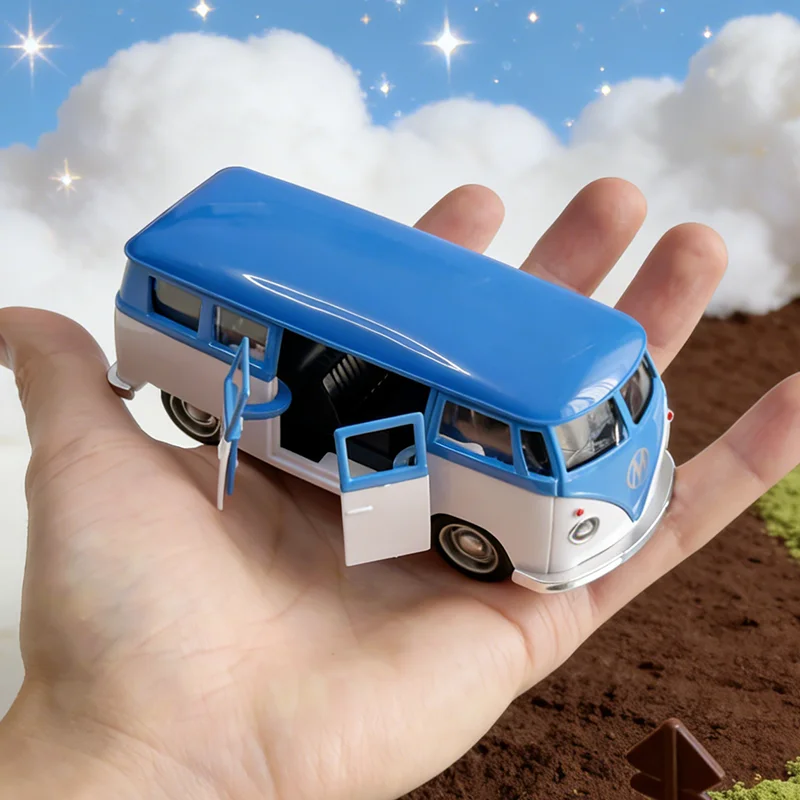 

1:38 Alloy Diecast Volkswagen T1 Vintage Van Car Model Classic Pull Back Miniature Vehicle Replica For Collection Gift