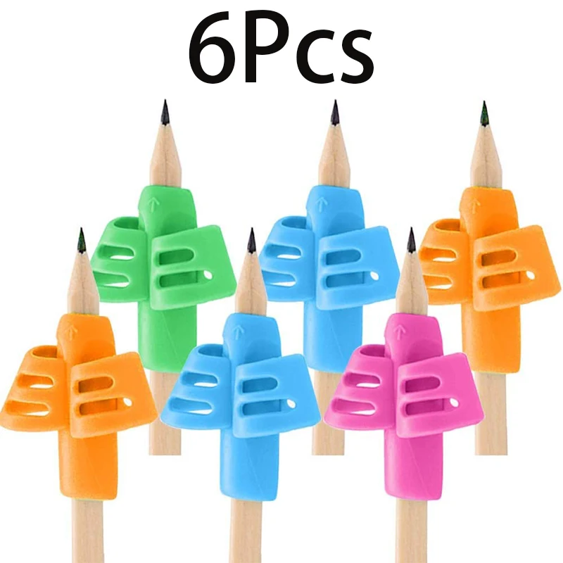 6Pcs Pencil Holders for Kids Handwriting Ergonomic Writing Training Aid Correction Silicon Gel Pen Grip for Children