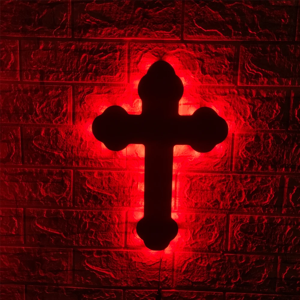 ZK30 Cross Creative Luminous Color Changing Picture LED Wall Lamp Indoor Bar Decoration USB Remote Control Night Light