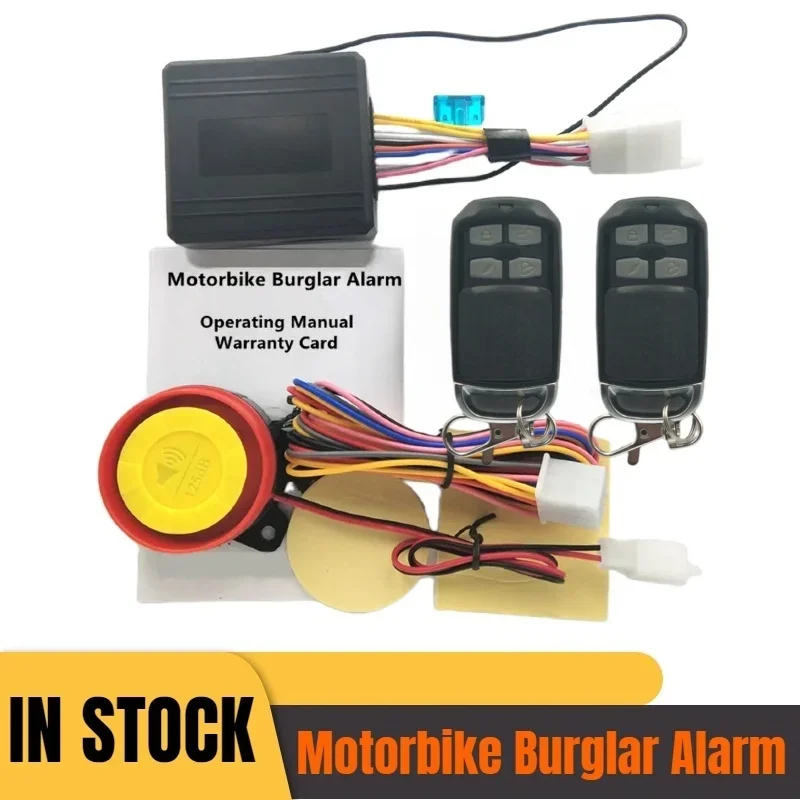 Motorbike Burglar Alarm Accessories With Pushable lid Remote Control + key 12V Motorcycle Theft Protection Remote Activation