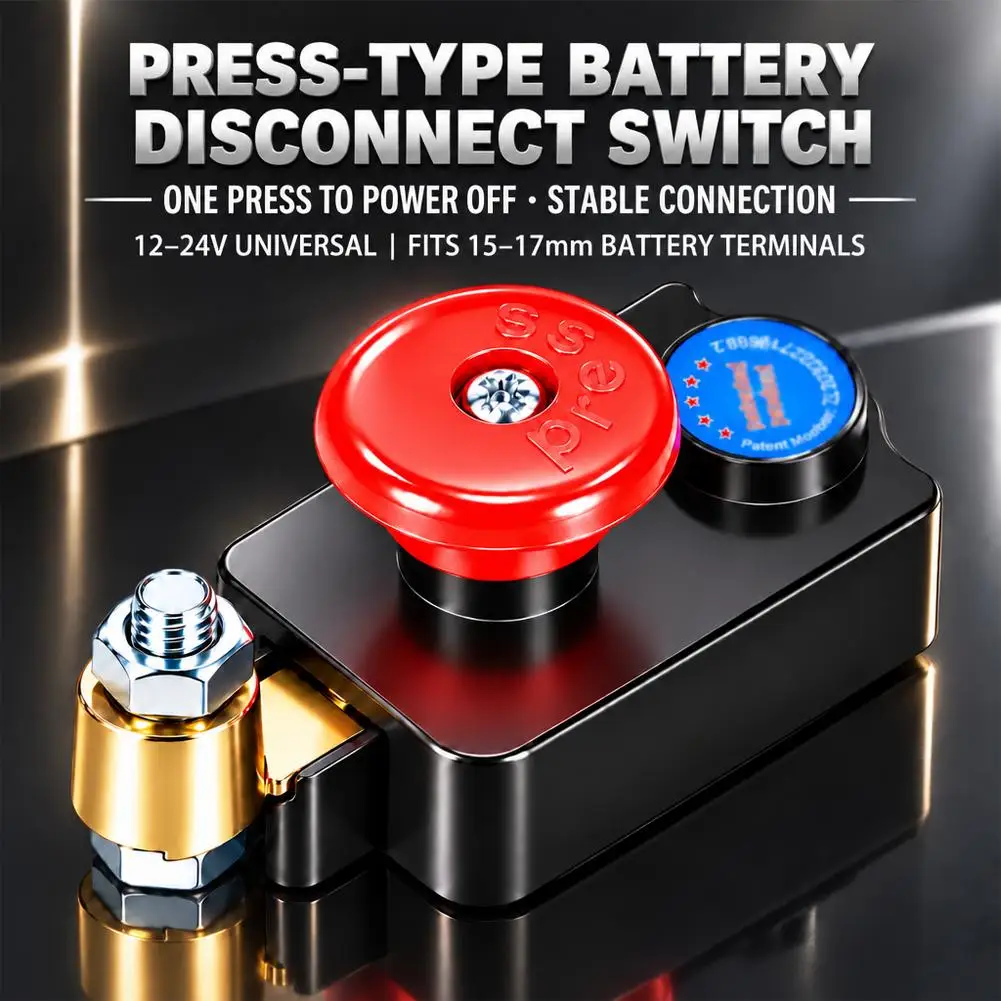 12V 24V Push Button Car Battery Cut Off Switch Disconnect Isolator Anti-Leakage Power Master Switch For Truck