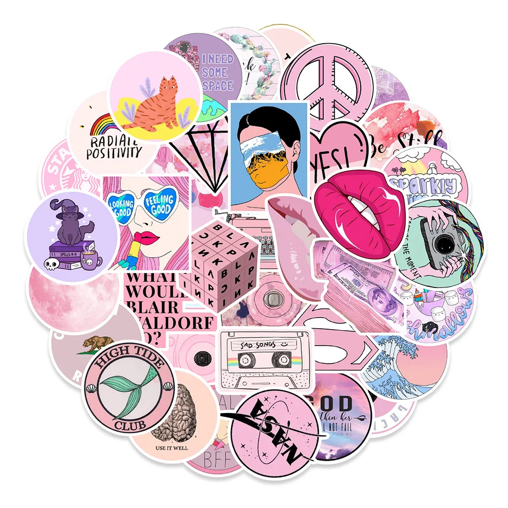 10/30/50PCS Cartoon Pink Stickers Series Creativo Piccolo Fresco Graffiti Bagagli Laptop Casco Notebook Decorazione Del Telefono All'ingrosso