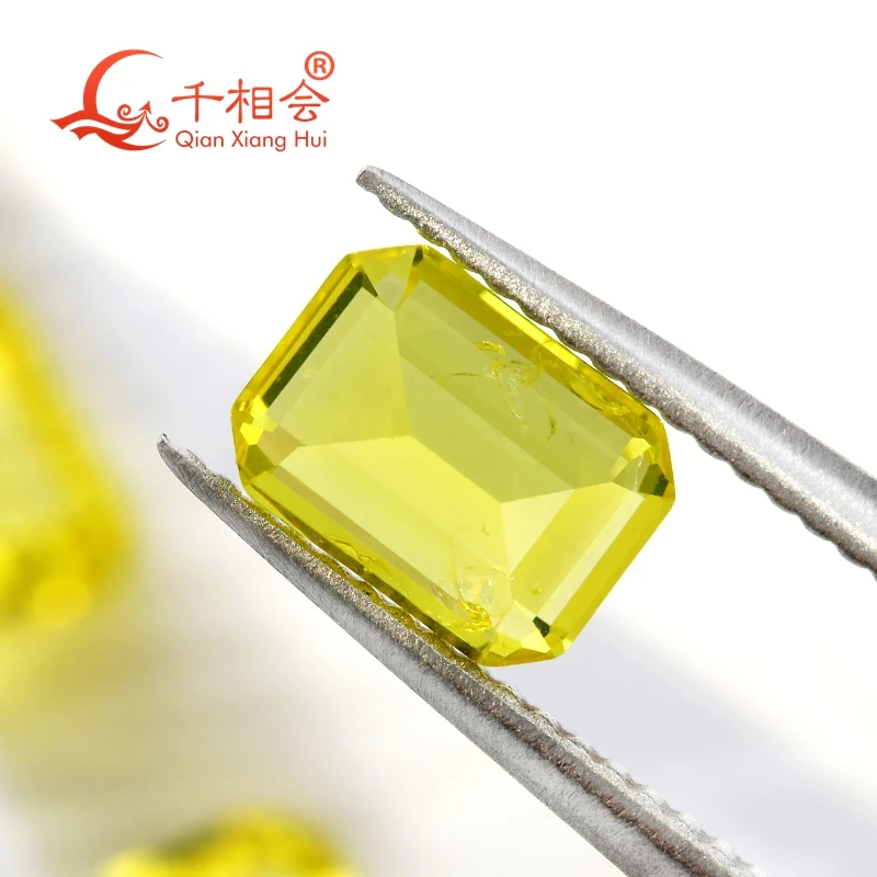 مختبر نمت حية اللون الأصفر الزمرد قطع Yttrium الألومنيوم العقيق جوهرة الحجر مع زراعة تسافوريت المدخلات YAG مجوهرات
