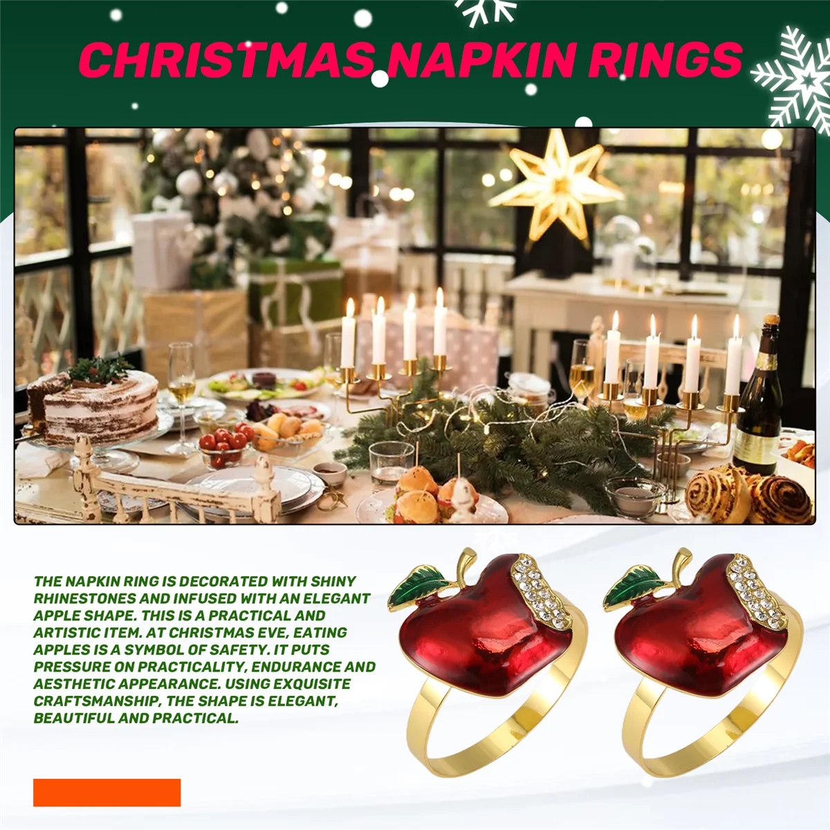 

Золотые кольца для салфеток Кольца для салфеток Набор из 6 красных колец для салфеток для свадебного банкета на Рождество, день рождения