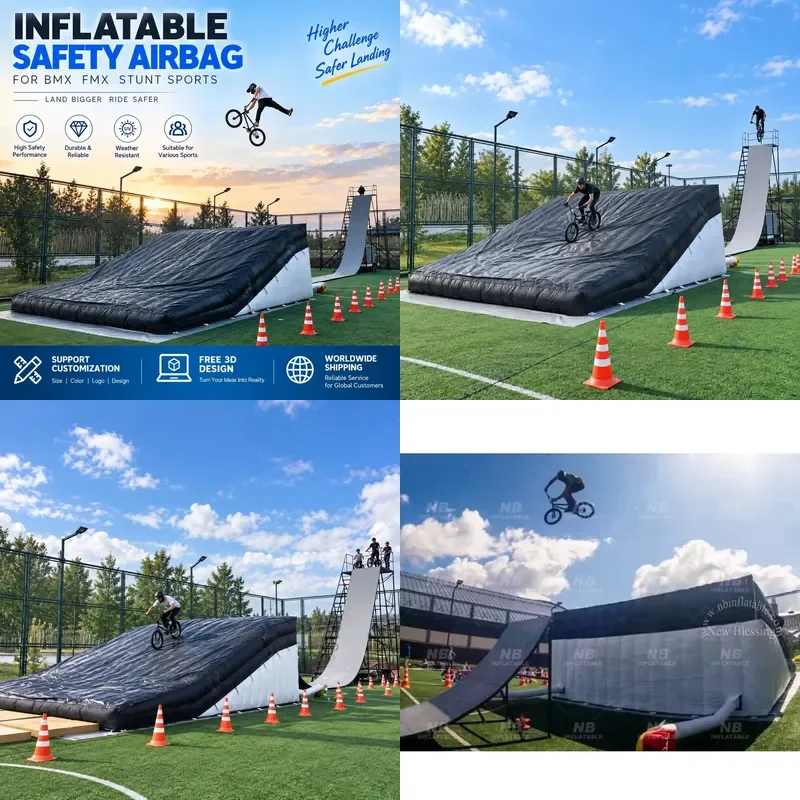 Free Jumping Bike Stunt Inflatable Airbag, Stunt Equipment Inflatable airbag Jumping Cushion