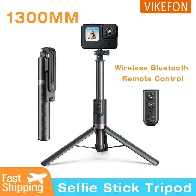 Selfie Stick Tripod With Wireless Bluetooth Remote Control for GoPro 12/11/10 Insta 360 DJI Osmo Action Camera For Smart Phone