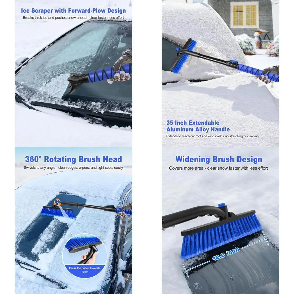 

35'' Snow Brush and Ice Scraper for Car Windshield, Retractable Durable Aluminum Rod Foam Grip for Efficient Snow Frost Ice Remo