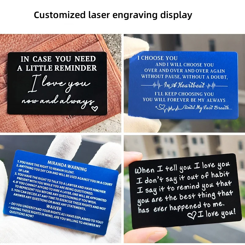 50 قطعة بطاقة دعوة معدنية ، بطاقة نقش بالليزر مخصصة لدعوة زفاف أنيقة ، بطاقة عمل ، بطاقة عضوية VIP 86x54x0.8mm