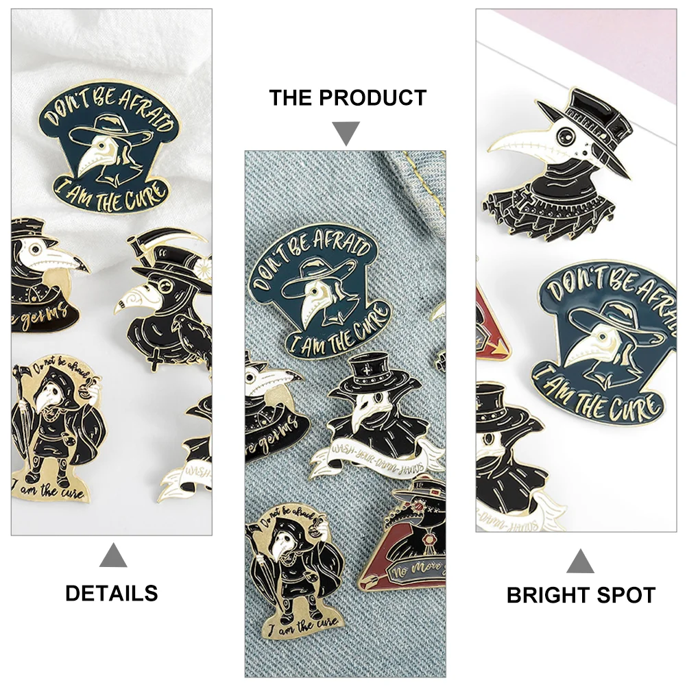 10 Pcs Plague Doctor Brooch Attractive Badge Backpack Scratch Resistant Beautiful Creative Breastpin Alloy Material Clothes