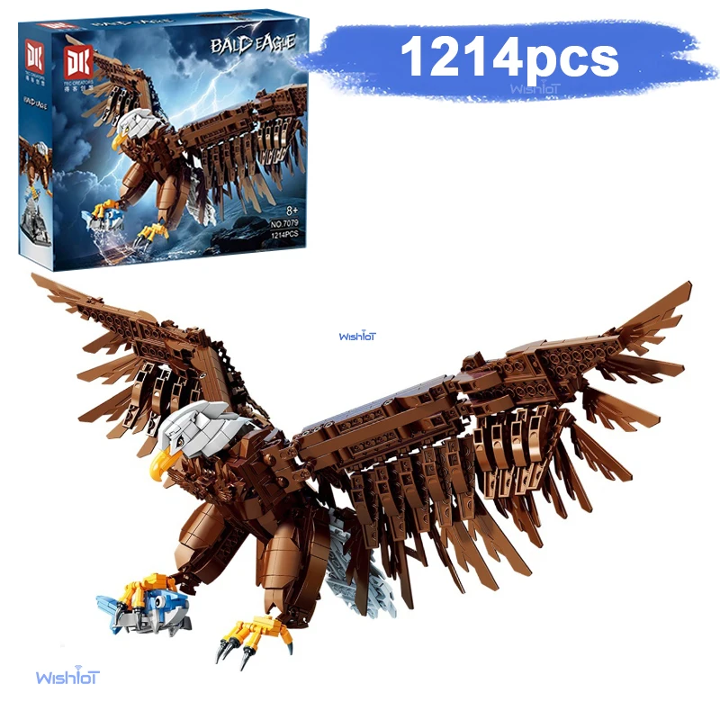 

7079 модель орла, 1214 шт., комплект строительных блоков «Птица добя» с базой, собранные игрушки для детей, подарки на день рождения для творчества