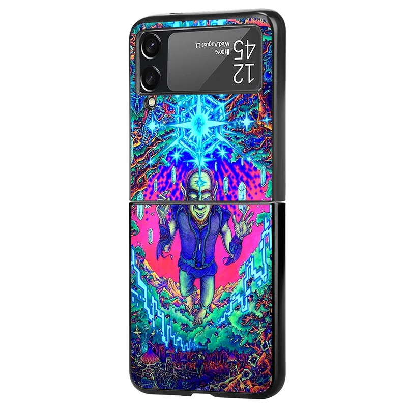 Hard Case for Samsung Z Flip6 Flip5 Flip4 Flip3 5G High-quality Abstact Trippy Psychedelic Art Galaxy Black Phone Cases Cover