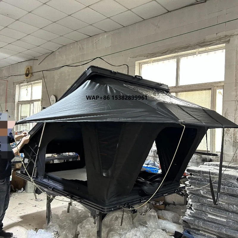 DrunkenXp 132cm Width X-lift Outside Diamond Shape Aluminium Shell FULL LED Lights High Tail Camping Car Roof Top Tent