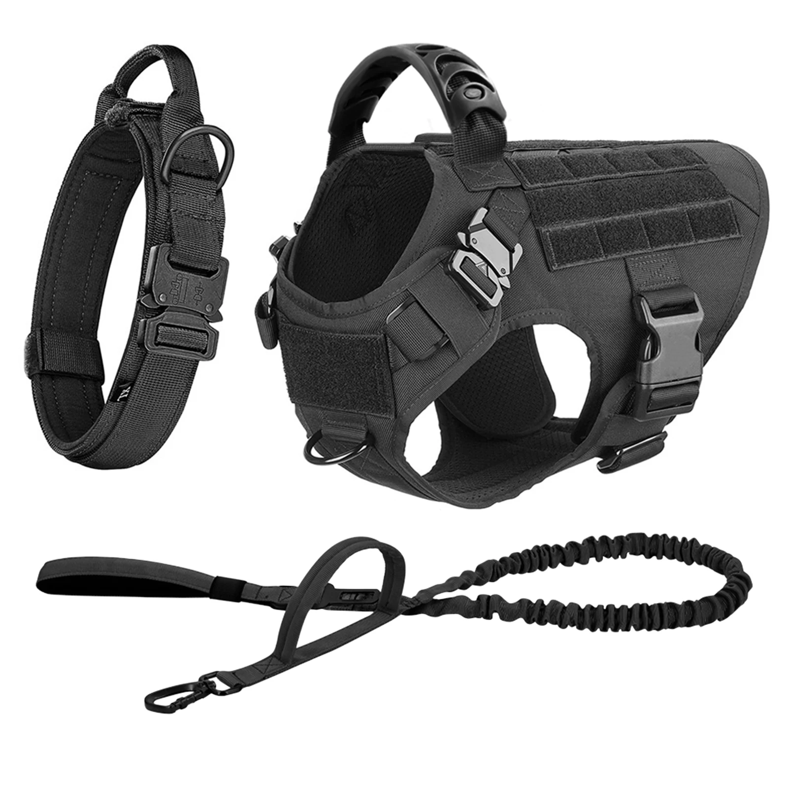 Tactical Large Dog Harness Vest and Leash Set for German Shepherd Malinois