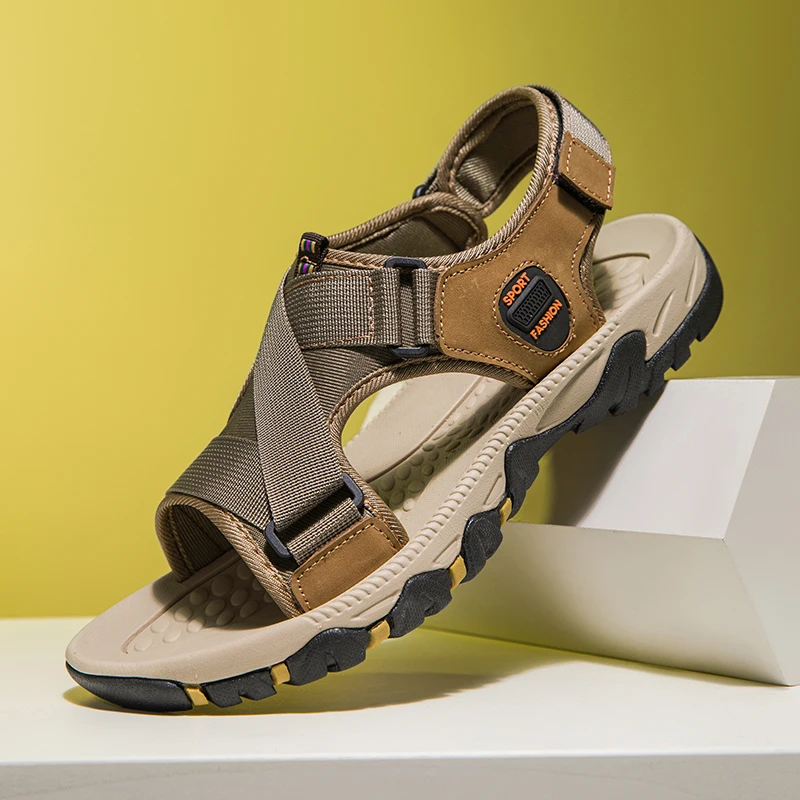 

Новые мужские летние дышащие пляжные сандалии для активного отдыха, повседневные спортивные сандалии больших размеров, противоскользящие износостойкие сандалии и тапочки