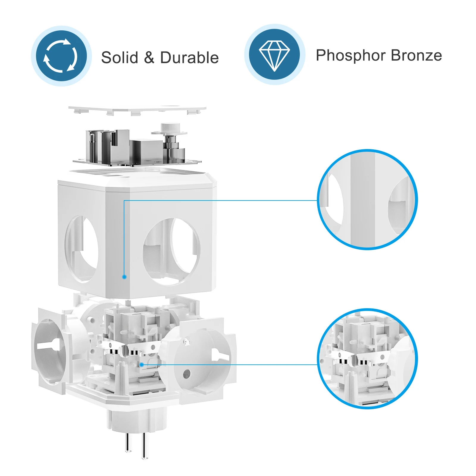 Imagem -06 - Cubo de Parede para Escritório e Casa Tomadas ca Portas Usb tipo c Receptáculo Multidirecional Branco Euro 4000w