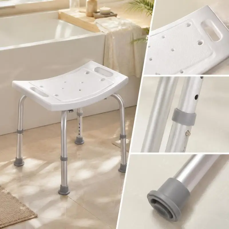 

Bath Bench 13-19 Inch for Bathroom Bathtub Home, 350 Lbs Capacity Adjustable Height Built-in Handles Padded Seat Aluminum Frame Tool-Free Assembly Heavy Duty Support White Professional Grade Furniture