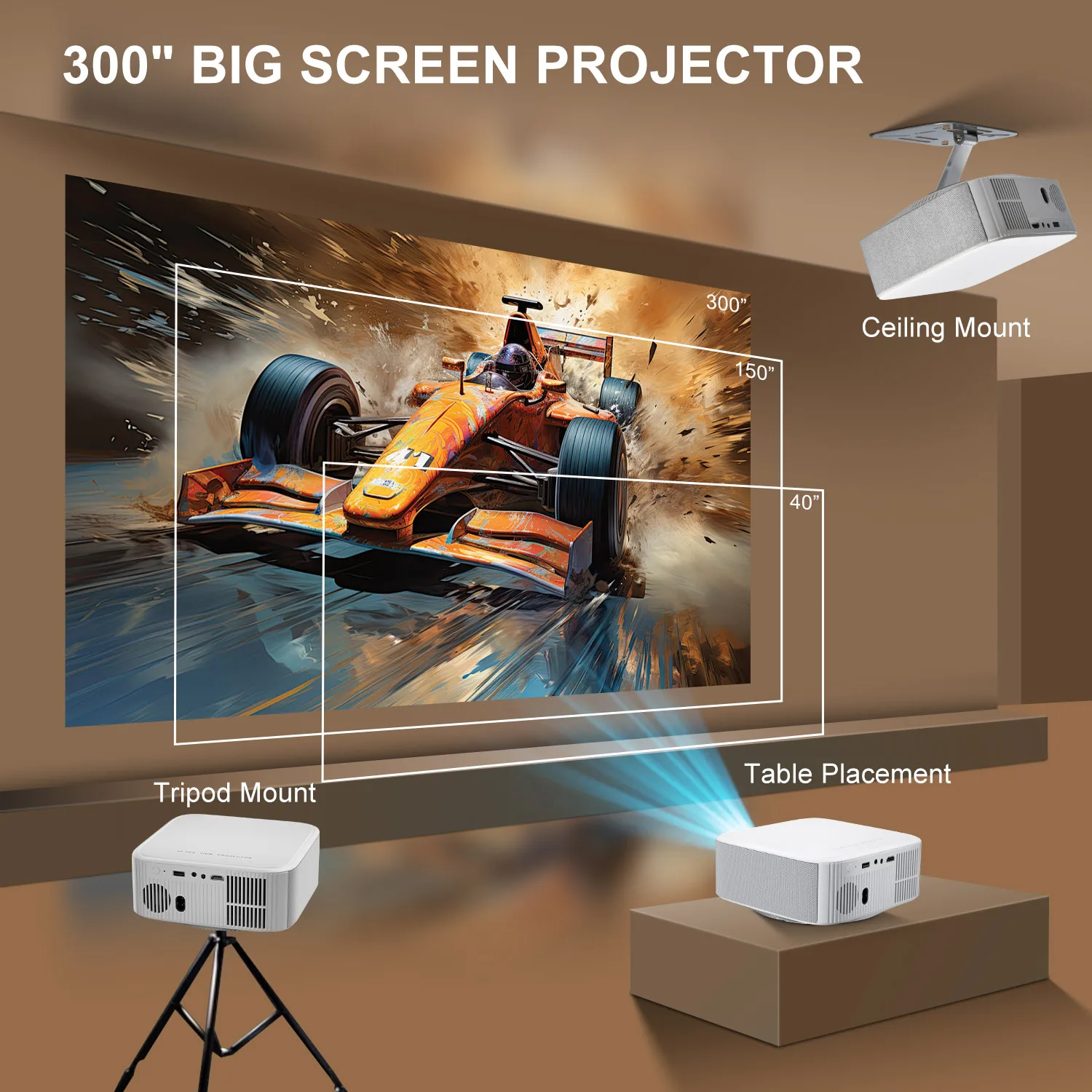 Salange P92 Max Projector 4K Android 13 WhaleOS Native 1080P 400ANSI Dual Wifi6 BT5.1 1920*1080P Cinema Home Theater