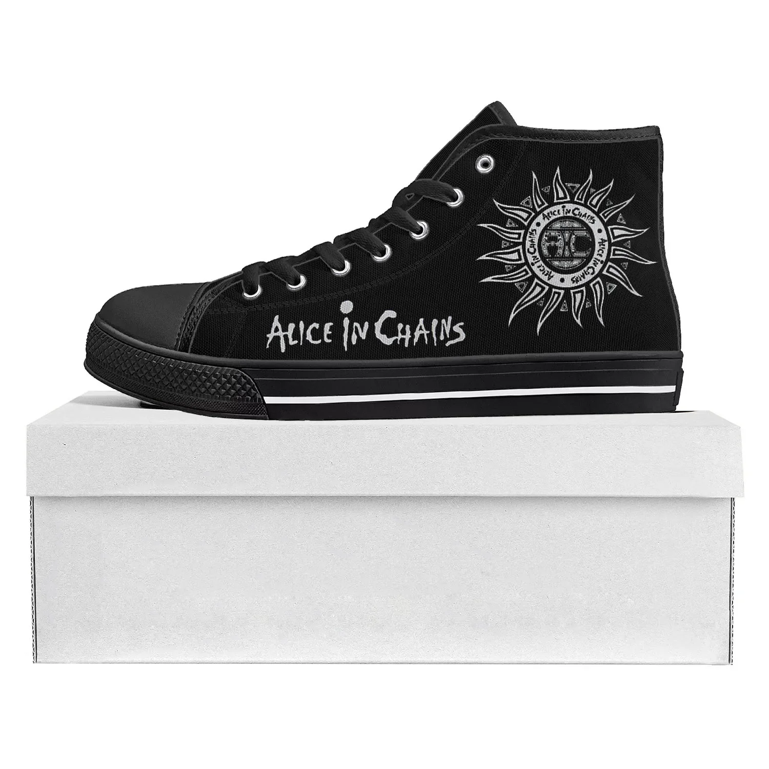 Alice In Chains Metal Rock Band Pop High Top High Quality Sneakers Mens Womens Teenager Canvas Sneaker Couple Shoe Custom Shoe