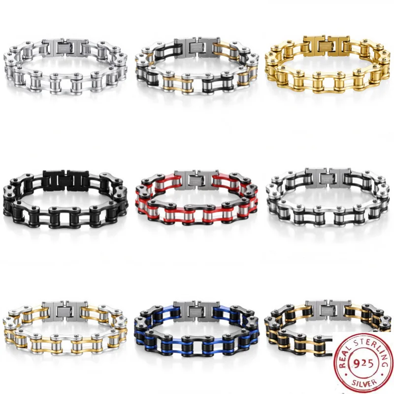 

Stainless Steel Handmade Men's Bracelet, Motorcycle Biker Style, European American Punk Chain, Couple Jewelry for Women