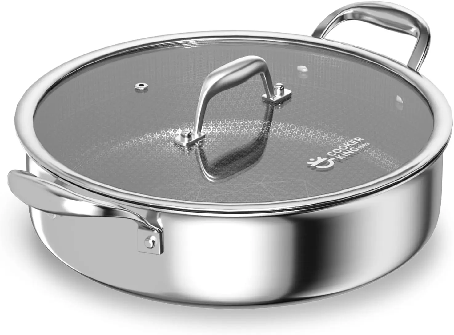 

5QT Stainless Steel Saute Pan with Lid, Nonstick Deep Frying Pan, Even Heat Distribution, Dishwasher & Oven Safe