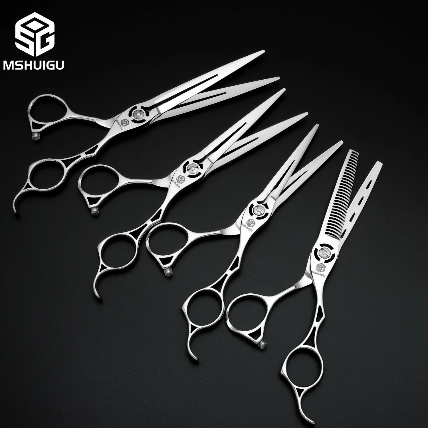 Professionelles Haarschere-Set aus 440C Edelstahl, 6, 6,5, 7 Zoll Schneidescheren, 6/6,5 Zoll 25-30% Effilierschere für Friseursalon – Detail 15