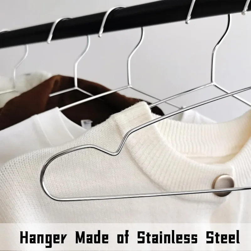 Wire Hangers 100 Pack, Heavy Duty, Space Saving, Stainless Steel, Silver, 16.5inches Closet Hangers for Hanging Coats, Suits, Ja