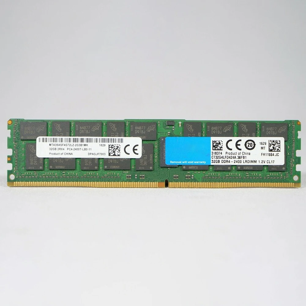 1 pcs   For MT RAM MTA36ASF4G72LZ-2G3B1 32GB 32G DDR4 2400 PC4-2400 2RX4 ECC LRDIMM Memory Fast Ship High Quality