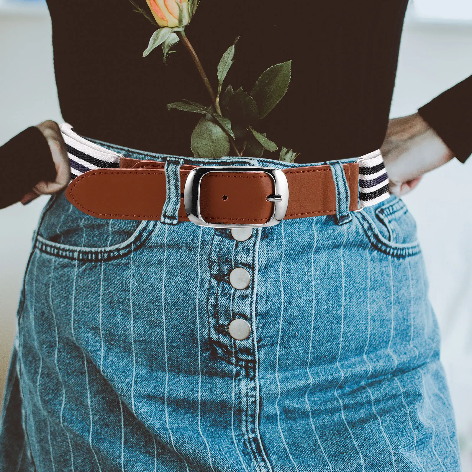 

Elastic Sports Belt for Teens Adjustable Outdoor Fitness Waistband PU Running Hiking Casual Wear Teen Boys Girls