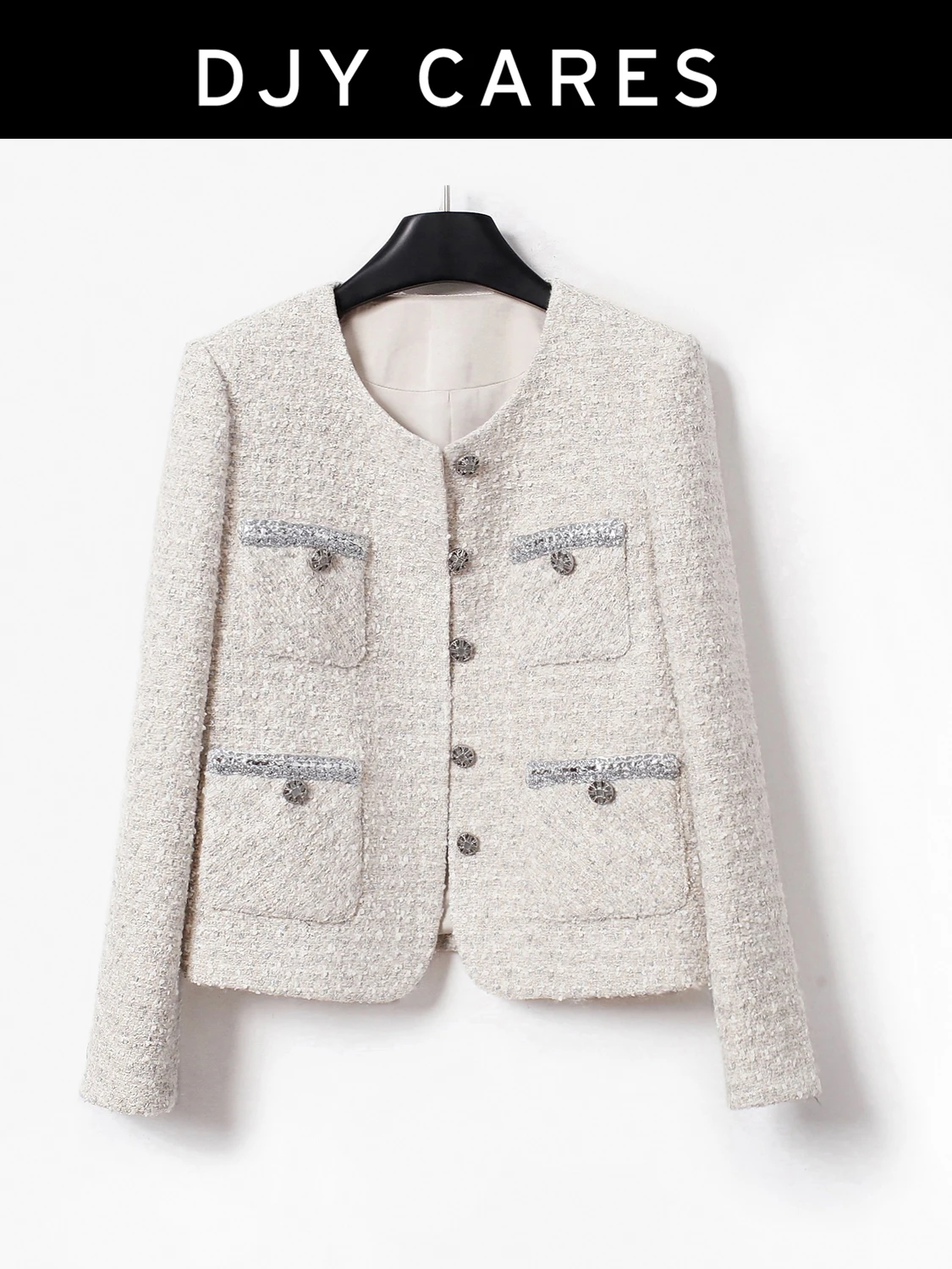 

New DJY Handmade three-dimensional tweed pocket high cut jacket Y009