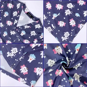 Männliche Arbeit Uniform Zähne bequemer Zahndruck Kurzarm Fischguss mit VOP Top Clinic Pharmacy Pflegezubehör Neue Bluse 6 Hauptverkaufs -Setion Post -Operation - №4