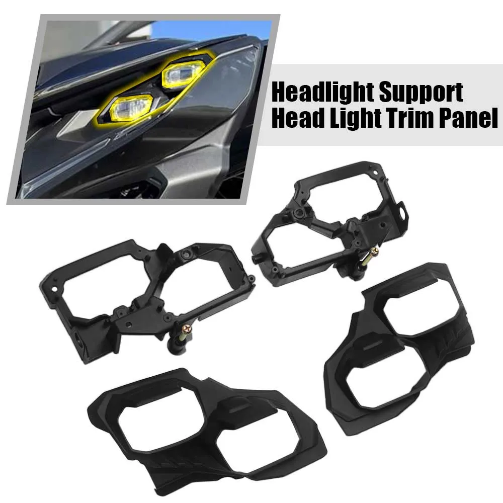 1Pair Headlight Trim Panel Cover Headlight Support ABS Plastic Black For Can-Am Maverick R MAX XRS SAS 2025-2027 UTV Accessories