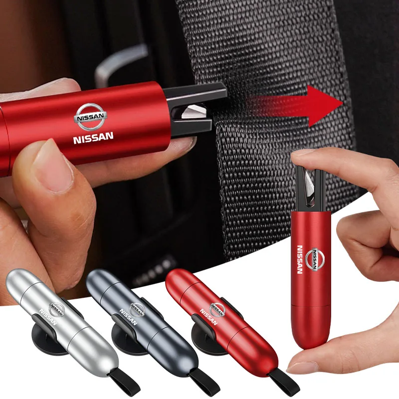 Car Safety Hammer Emergency Window Breaker Seat Belt Cutting Machine Emblem For Nissan Nismo GTR 370Z  Almera Wheel Center Caps